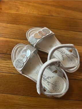 Primigi White and Silver Glitter Toddler Sandals